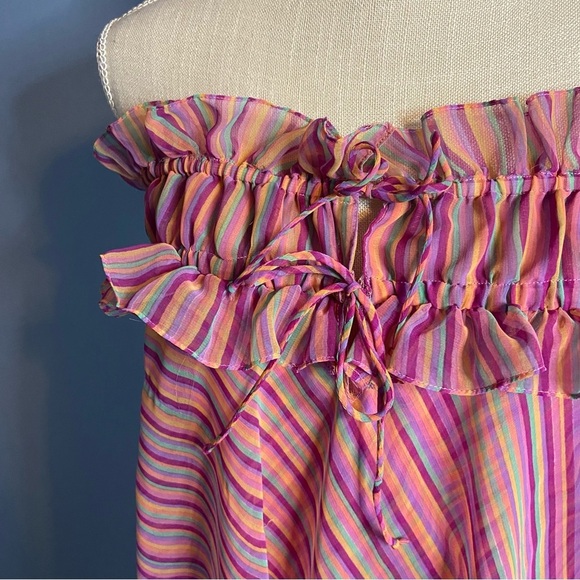 Albert Capraro Pink Striped 70s Strapless Maxi Dress - Picture 5 of 11